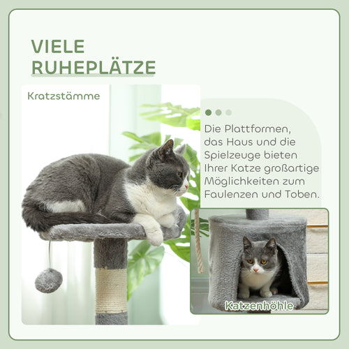Arbre à chat 114 cm avec niche et griffoirs-Gris🐾