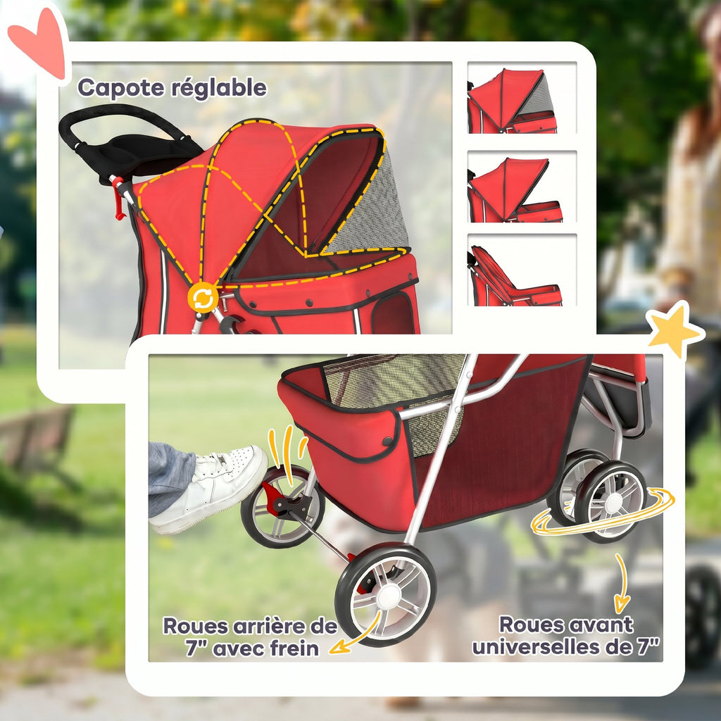 Poussette Pliable pour chien-4 roues -jusqu'à 10 kg