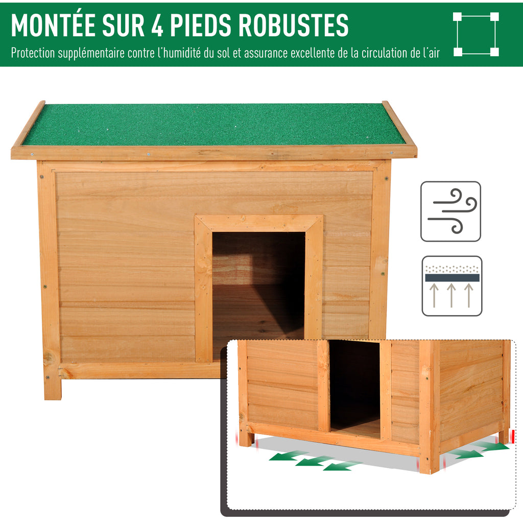 Niche en bois  pour chien - Toit ouvrant 🐾