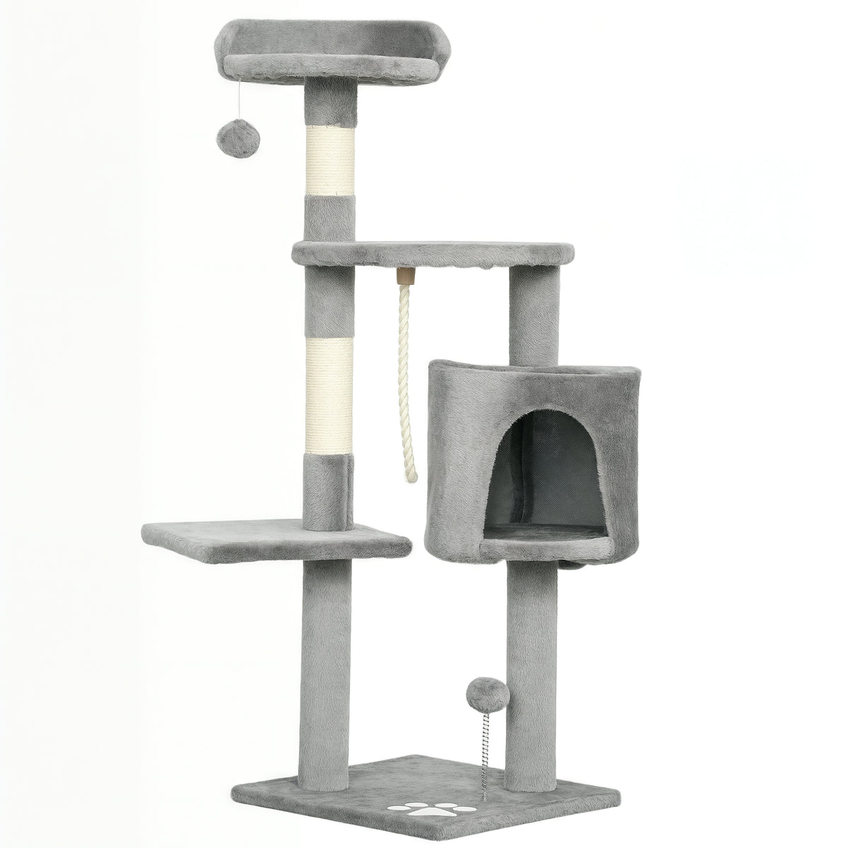 Arbre à chat 114 cm avec niche et griffoirs-Gris🐾
