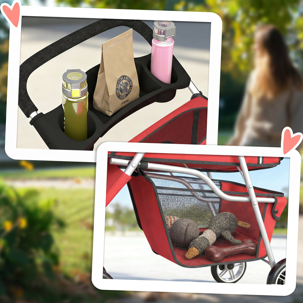 Poussette Pliable pour chien-4 roues -jusqu'à 10 kg