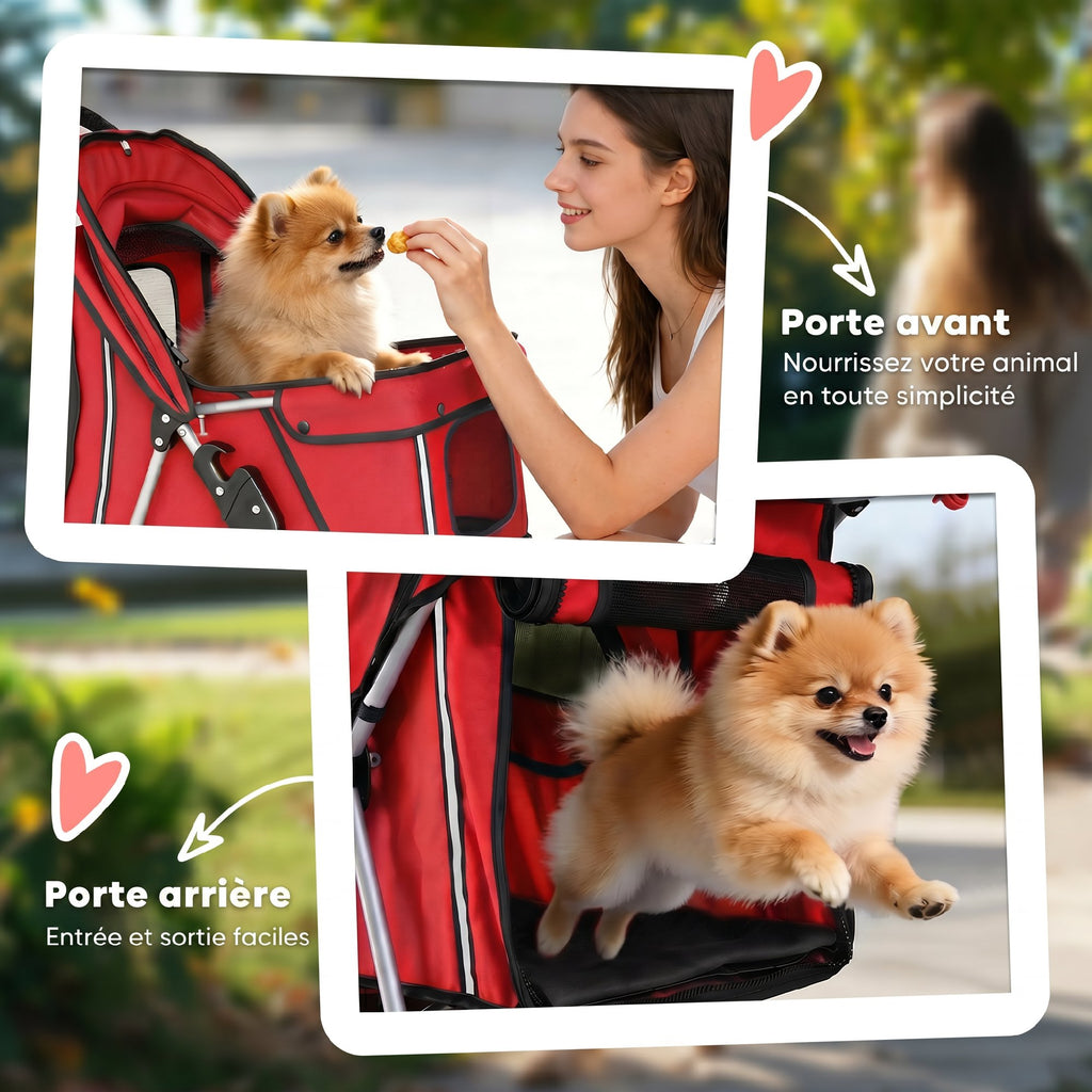 Poussette Pliable pour chien-4 roues -jusqu'à 10 kg