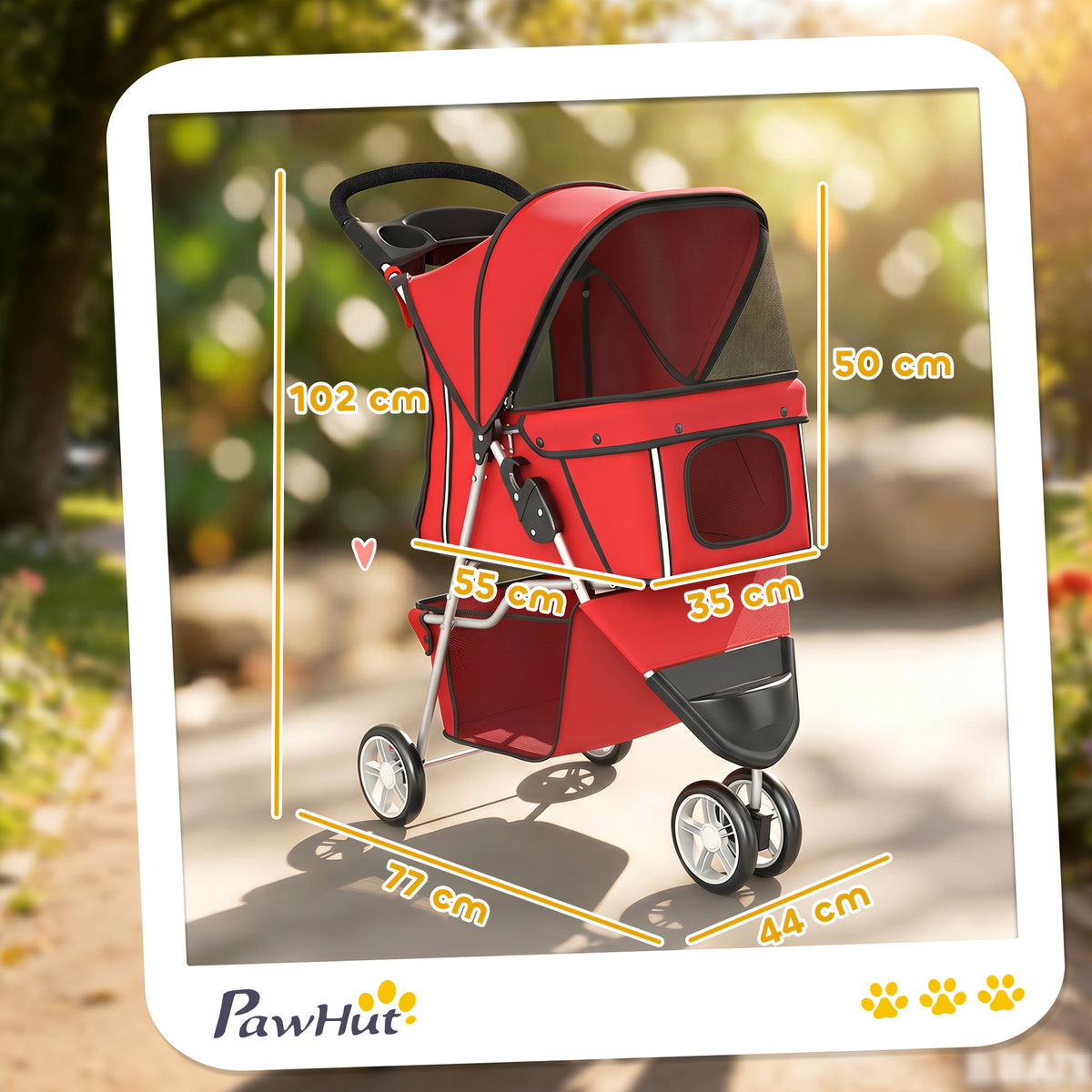 Poussette Pliable pour chien-4 roues -jusqu'à 10 kg